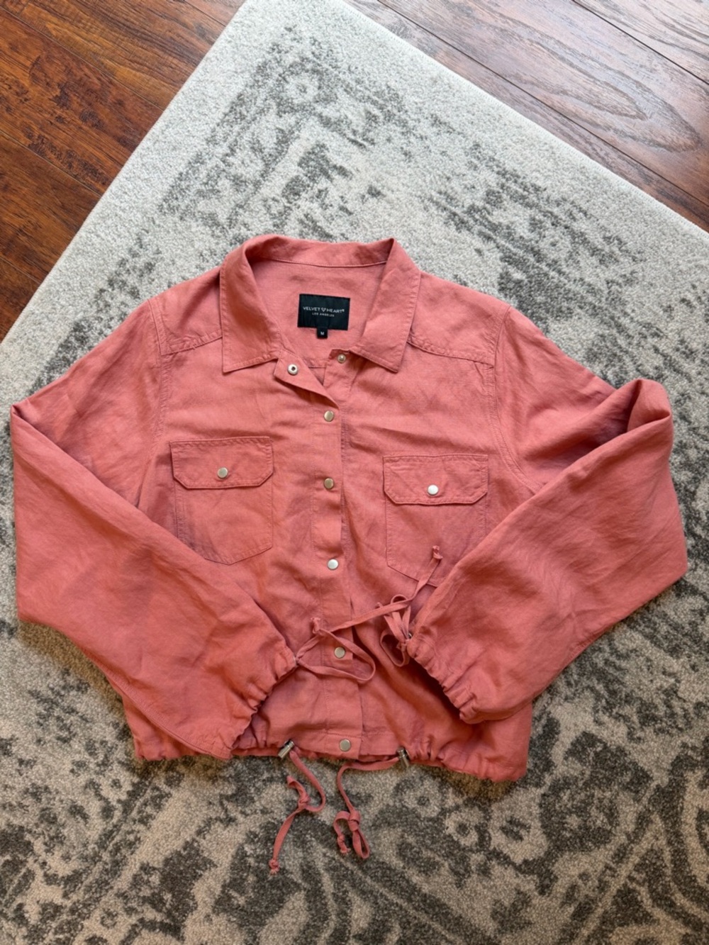 Velvet Heart Coral Snap Front Long Sleeve Shirt